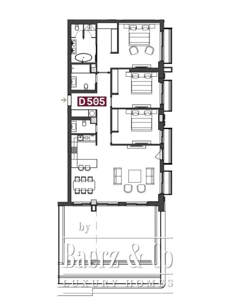 Floor Plan 1 - Porto Montenegro Vero & Versa - Vero - Three Bedroom Apartment - Three Bedroom Apartment in Vero Building